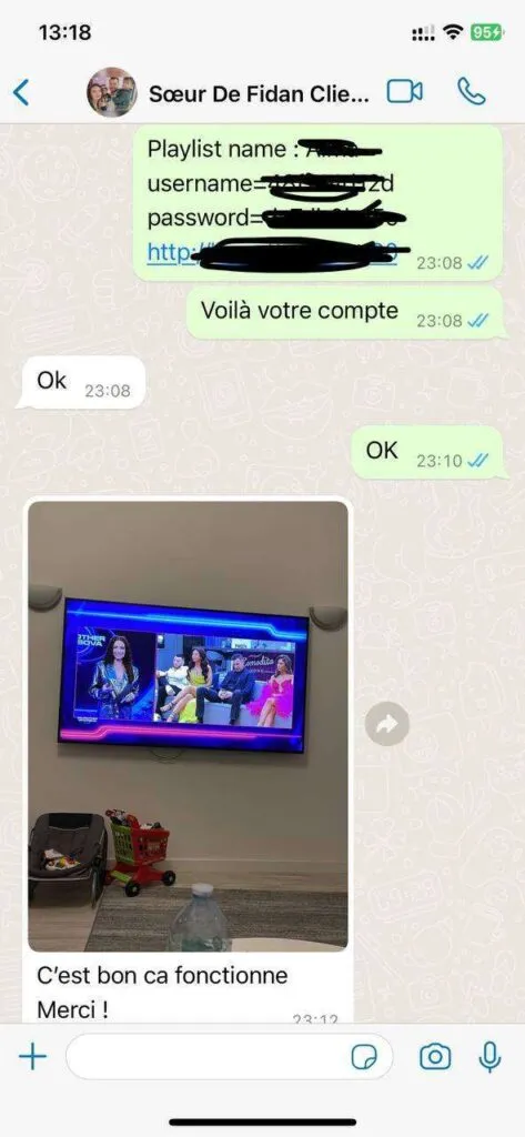 WhatsApp tilfredshedsbesked fra Dansk IPTV bruger